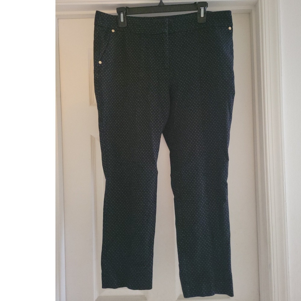 Anne Klein Womens Black White Polka Dot Ankle Dress Pants Sz 12 Gold Hardware